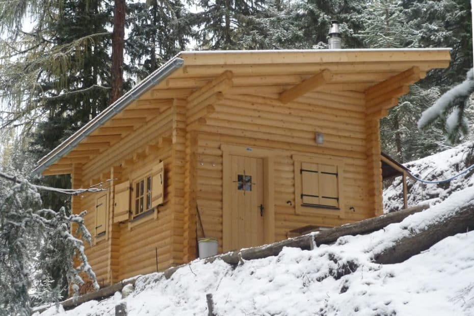 Jagdhütte mit Pultdach-Blockhaus